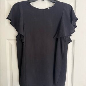 Black Ruffle Sleeve Women's Top